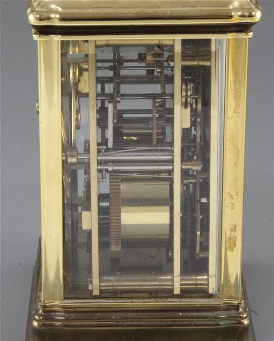 A LEpée lacquered brass hour repeating carriage clock, 6in.